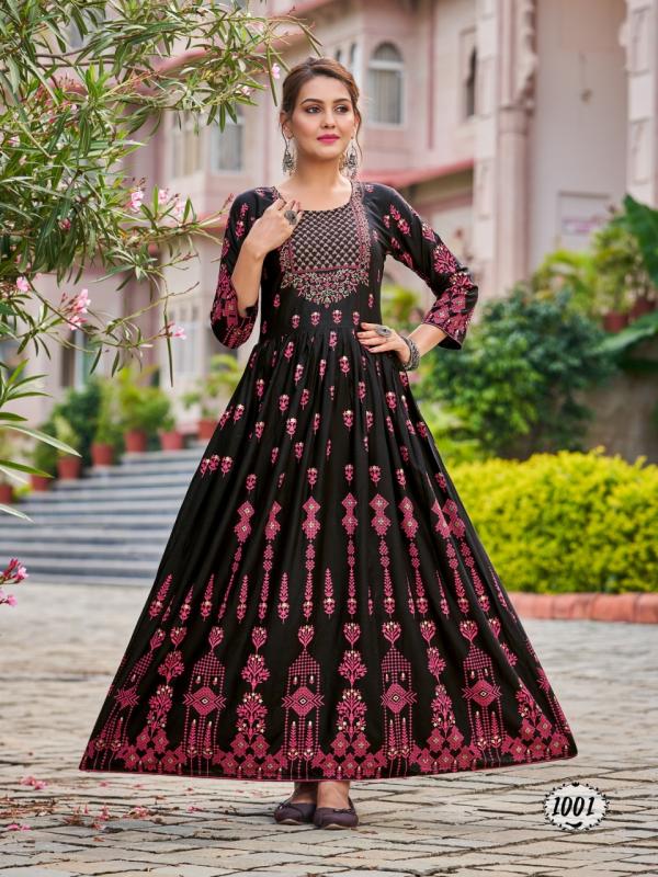 Banwery Flora Festive Wear Long rayon Anarkali Kurti Collection